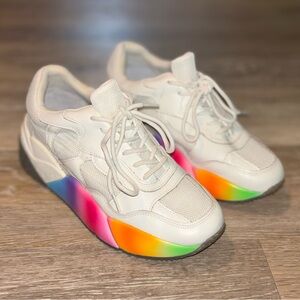 INC International Concepts White Sneakers with Multicolor Gradient Sole